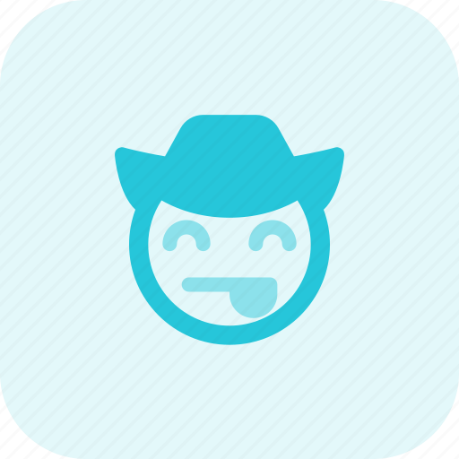 Tongue, smiling, eyes, cowboy, emoticons, smiley, people icon - Download on Iconfinder