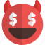 dollar, eyes, devil, emoticons, smiley, and, people 