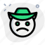 frowning, cowboy, emoticons, emotion, smiley 