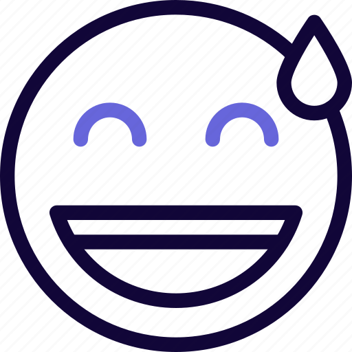 Grinning, with, sweat, smiley, emoticon icon - Download on Iconfinder