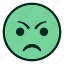 angry, emoji, emoticon, green, mad, not happy, smiley 
