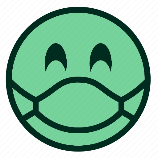 Coronavirus, filled, green, health, mask, scared, smiley icon - Download on Iconfinder