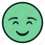 cute, emoji, filled, green, shy, smiley, smiling 