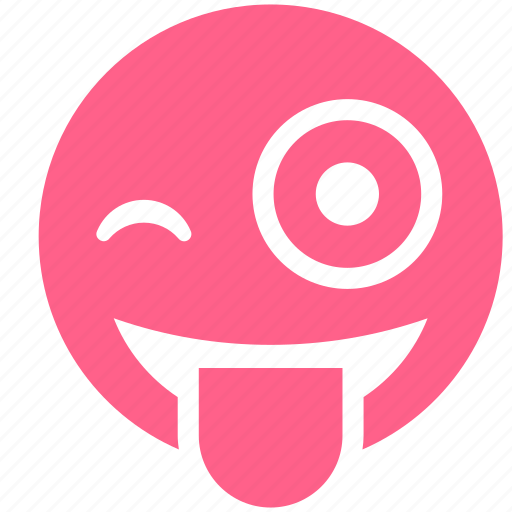 Emoji, face, joke, pink, smiley, tongue, winking icon - Download on Iconfinder