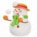 happy, snowman, snowball, winter, snow, xmas, celebration, holiday, character 
