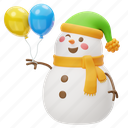 happy, snowman, balloons, winter, snow, celebration, holiday, cartoon, smile 
