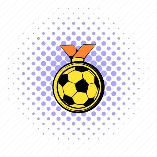 Comics, football, gold, halftone, medal, purple, soccer icon - Download on Iconfinder