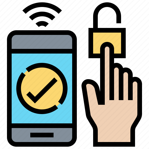 Fingerprint, identity, prove, smartphone, verify icon - Download on Iconfinder