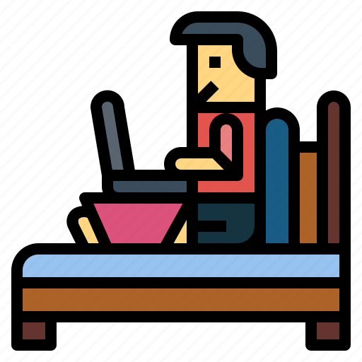 Bed, distance, laptop, social, working icon - Download on Iconfinder