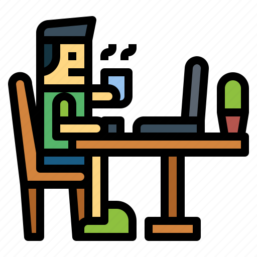 Distance, laptop, man, social, working icon - Download on Iconfinder
