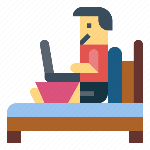 Bed, distance, laptop, social, working icon - Download on Iconfinder