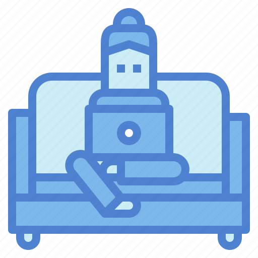 Distance, laptop, relax, social, sofa icon - Download on Iconfinder