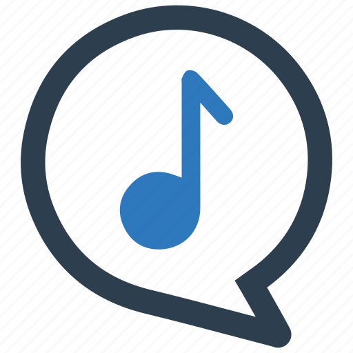 Music, musical note, speech bubble, upload song icon - Download on Iconfinder