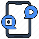 mobile video chatting, mobile communication, mobile conversation, mobile message, mobile text, à
