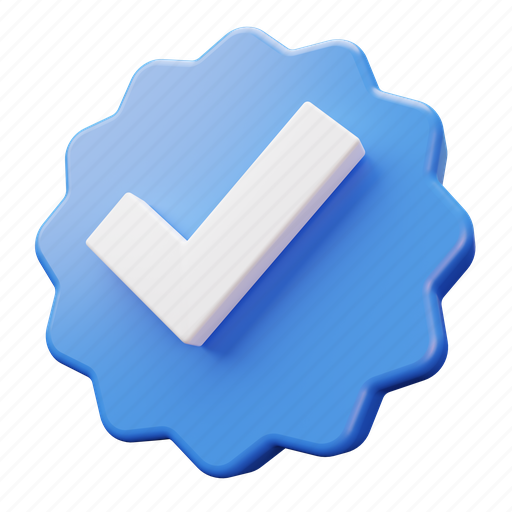 Social media, verification, account, badge, checkmark, premium, blue 3D illustration - Download on Iconfinder