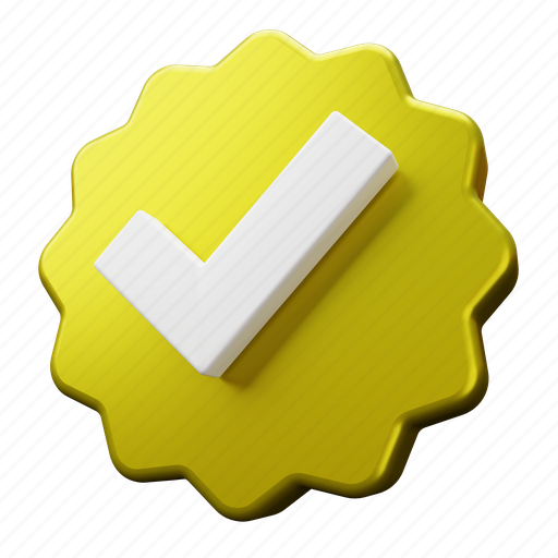 Social media, verification, account, badge, checkmark, premium, gold 3D illustration - Download on Iconfinder