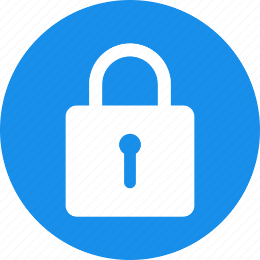 Blue, circle, lock, privacy, safe, secure, security icon - Download on Iconfinder