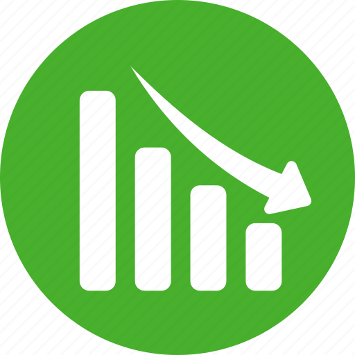 Analytics, circle, decline, down, financial, green icon - Download on Iconfinder