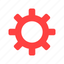 cog, customize, gear, preferences, red