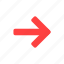 arrow, east, forward, next, red, right 