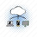 cloud, comics, communication, computing, connection, modern, network