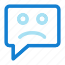 bubble, chat, emoji, message, sad, smiley icon