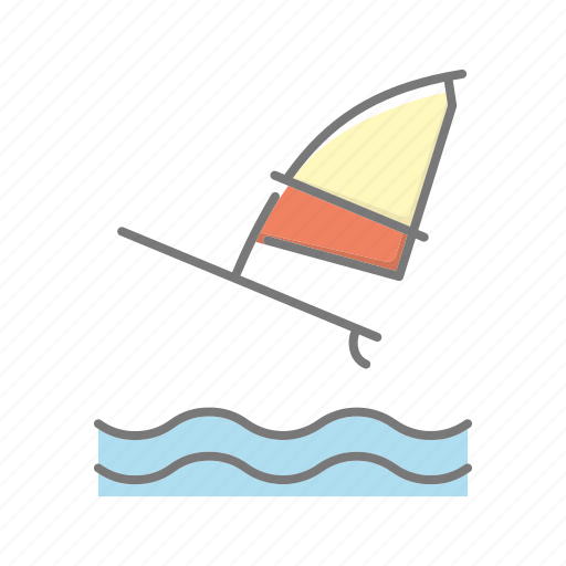 Beach, seaside, surf board, travel, vacations, waves, windsurfing icon - Download on Iconfinder