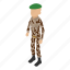 army, beret, camouflage, green, isometric, military, object 