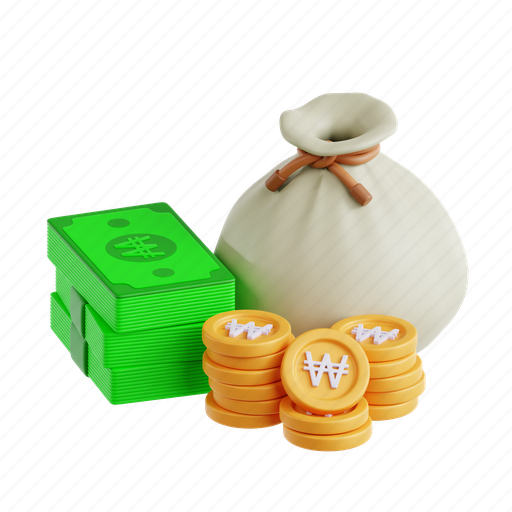 Won, currency, money, south korean, coins 3D illustration - Download on Iconfinder