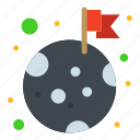 flag, moon, planet, space