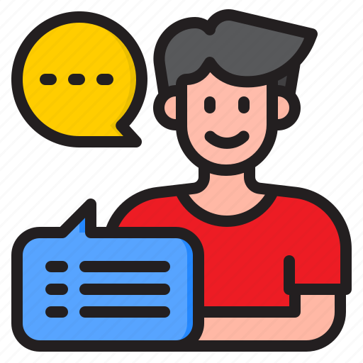 Man, talk, conversation, bubble, speech icon - Download on Iconfinder