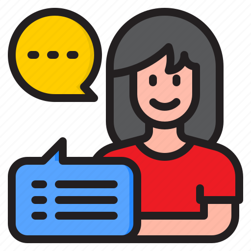 Woman, talk, conversation, bubble, speech icon - Download on Iconfinder