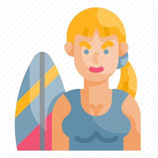 Surfer, surfing, surf, woman, avatar icon - Download on Iconfinder