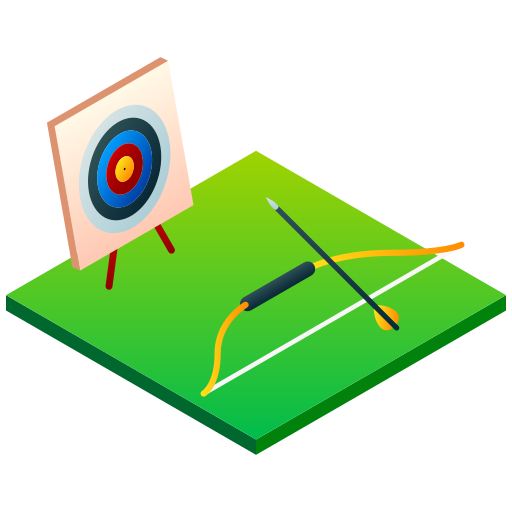 Aim, archery, bow, bullseye, isometric, sport, target icon - Free download