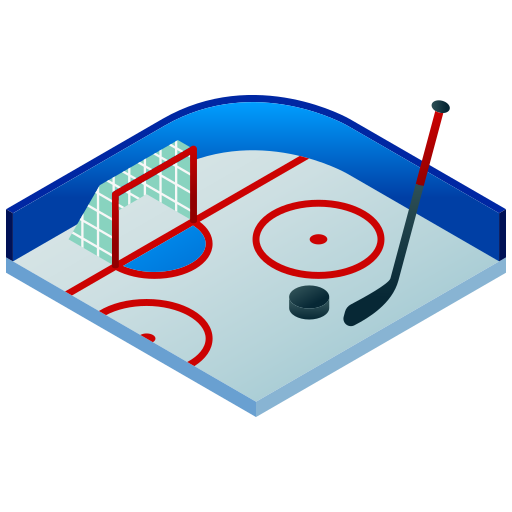 Hockey, hockey puck, hockey stick, ice, ice hockey, isometric, sport icon - Free download