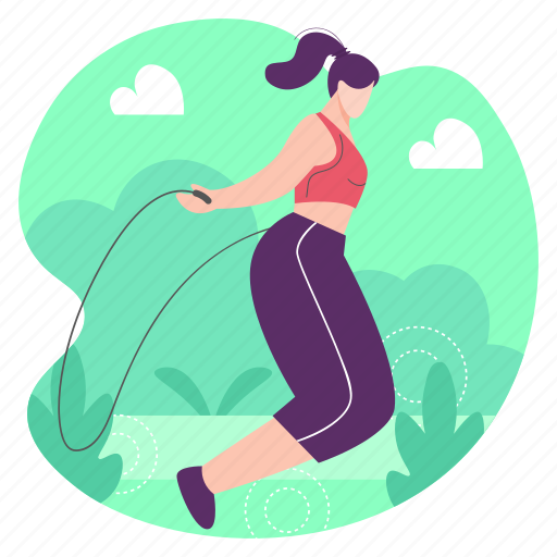 Jump, rope, jumping, skipping, exercise, sports, fitness illustration - Download on Iconfinder