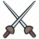 cross swords, dagger, fencing, olympic game, war symbol, watchkit, weapon 