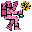 astronaut, floral, nature, summer, spring, space 