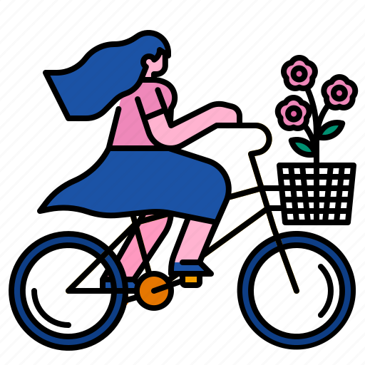 Bicycle, bike, summer, flower, fresh, spring, women icon - Download on Iconfinder