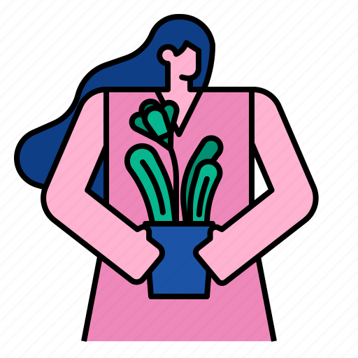Flower, pot, plant, leaf, garden, women, decorative icon - Download on Iconfinder