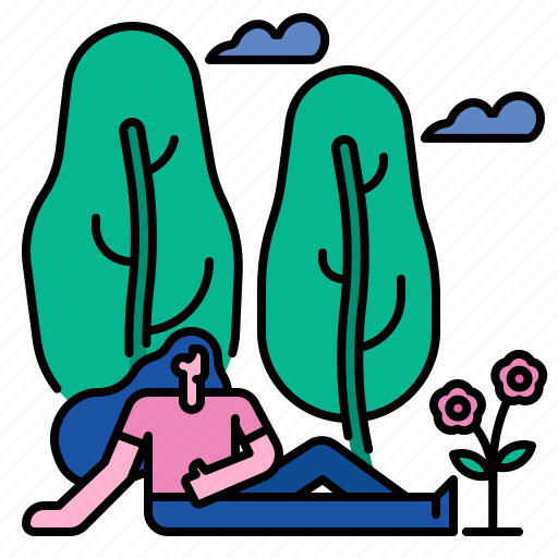 Park, sleep, women, outdoor, tree, relax, sping icon - Download on Iconfinder