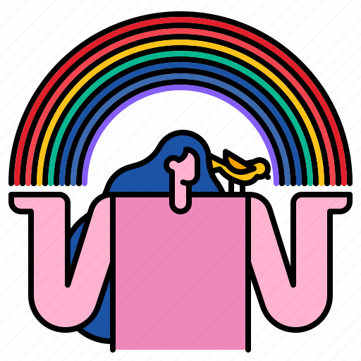 Rainbow, sky, beautiful, women, freedom, summer, happy icon - Download on Iconfinder