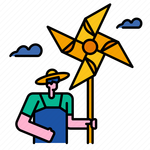 Turbine, paper, sky, wind, ecology, windmill, man icon - Download on Iconfinder