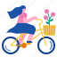 bicycle, bike, summer, flower, fresh, spring, women 