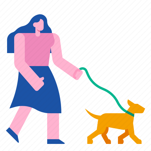 Lead, dog, pet, animal, leash, walk, women icon - Download on Iconfinder