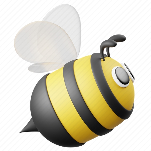 Bee, animal, cute, honey, cartoon, flying, flying bee 3D illustration - Download on Iconfinder