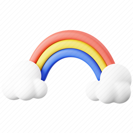 Rainbow, cute, cloud, weather, nature, spring, season 3D illustration - Download on Iconfinder