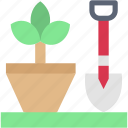 gardening, spring, sprout, shovel, tool