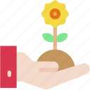 sprout, hand, spring, farming, and, gardening, growing, plant