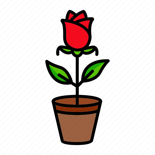 Garden, plants, pot, rose, spring icon - Download on Iconfinder